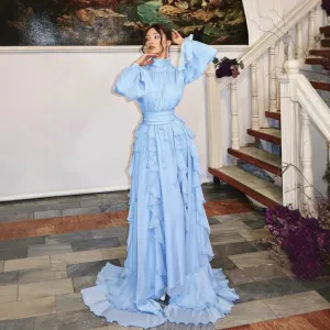 2025 spring and summer new New Popular trade women's clothing independent station ebay middle east chiffon pleated wave dress dress