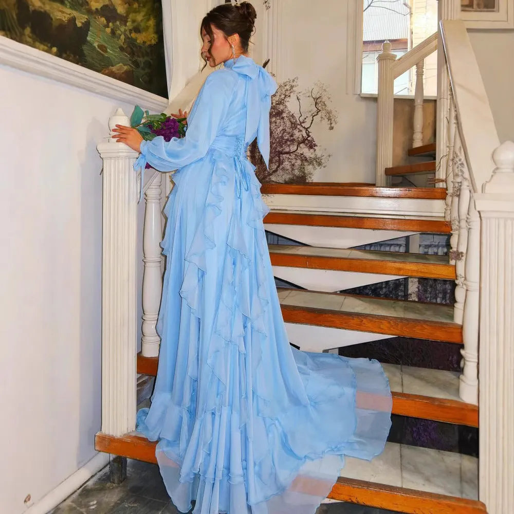 2025 spring and summer new New Popular trade women's clothing independent station ebay middle east chiffon pleated wave dress dress