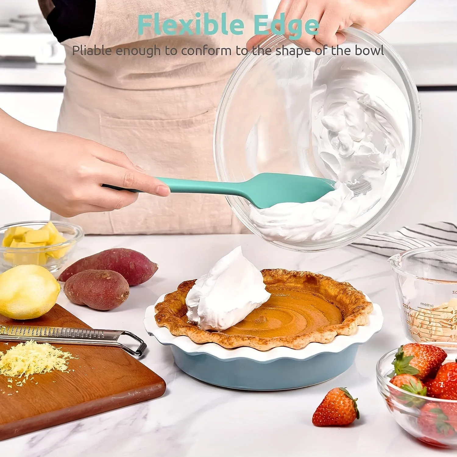 4pcs Heat Resistant Silicone Spatula Set: U-Taste 600ºF High Temp Seamless BPA-Free Food Grade Flexible Rubber Silicon Kitchen Cooking Mixing Baking Scraper for Nonstick Cookware Set of 4