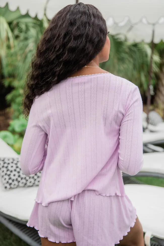 At This Time Lavender Pointelle Lounge Cami And Cardigan FINAL SALE