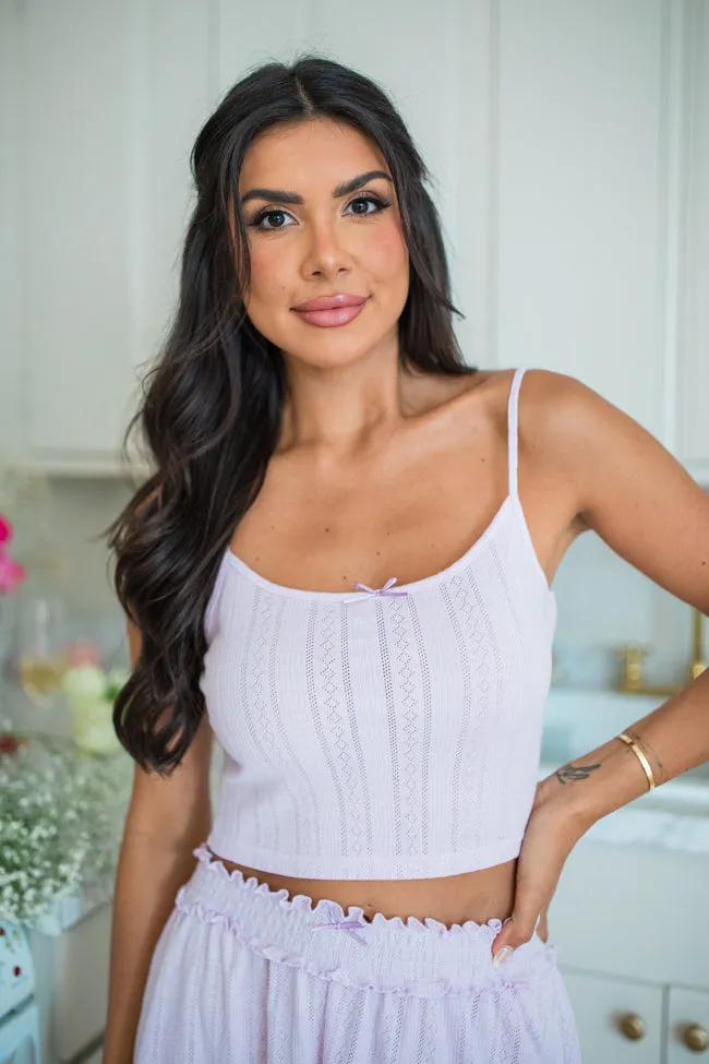 At This Time Lavender Pointelle Lounge Cami And Cardigan FINAL SALE