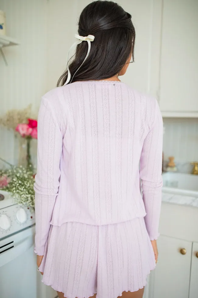 At This Time Lavender Pointelle Lounge Cami And Cardigan FINAL SALE