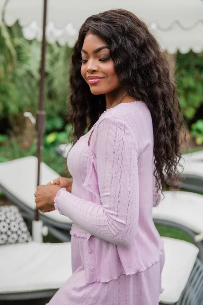 At This Time Lavender Pointelle Lounge Cami And Cardigan FINAL SALE
