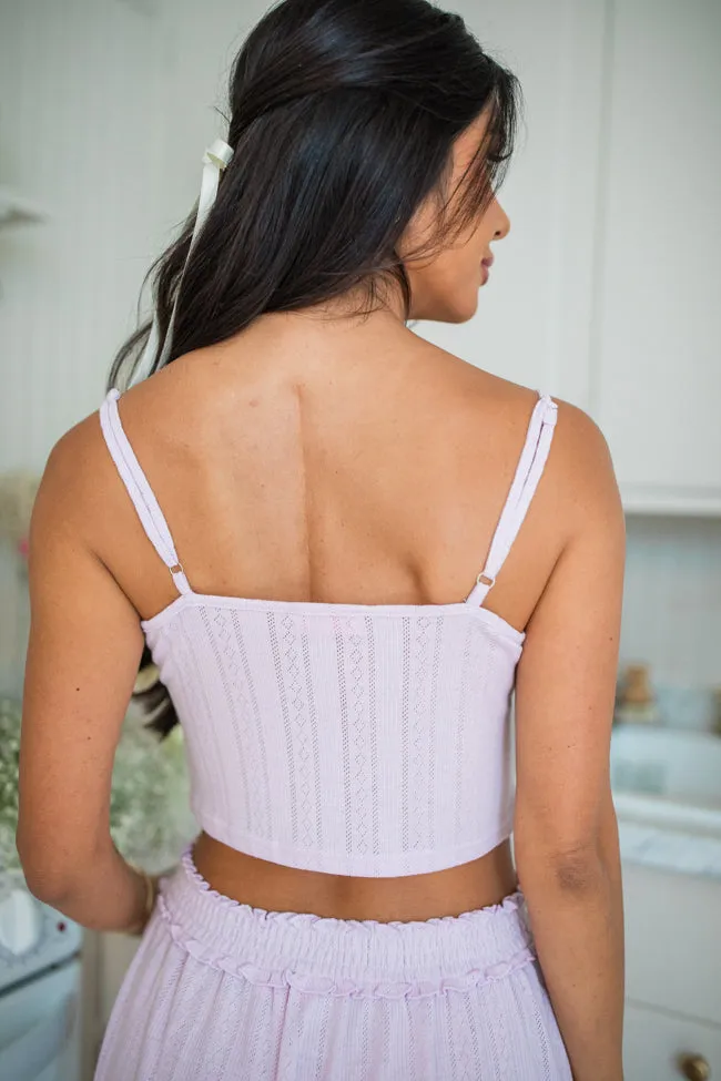 At This Time Lavender Pointelle Lounge Cami And Cardigan FINAL SALE