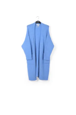 Blue midi-length mohair-blend cardigan