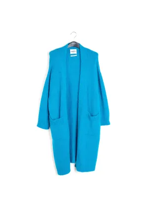Blue midi-length mohair-blend cardigan