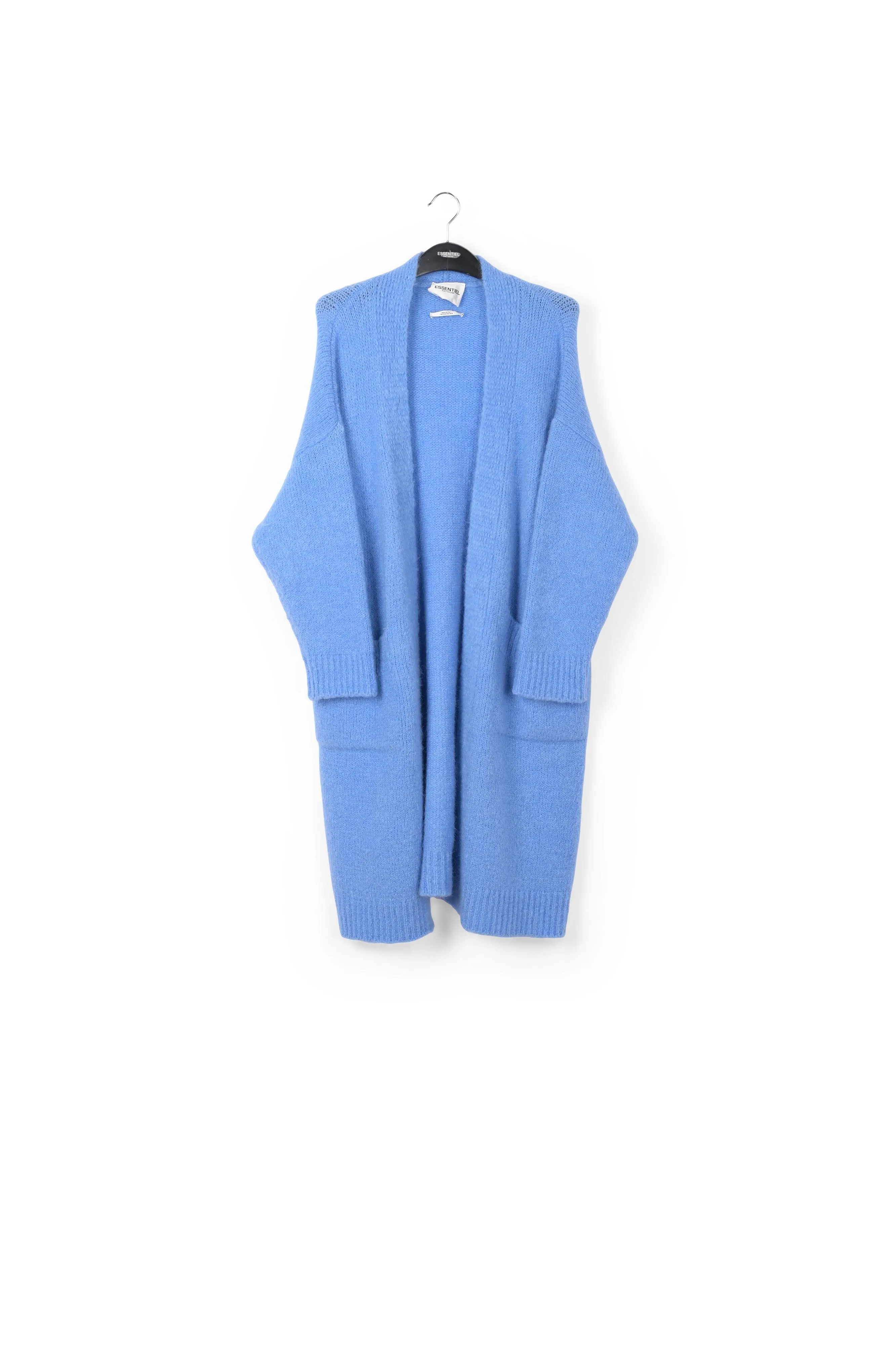 Blue midi-length mohair-blend cardigan