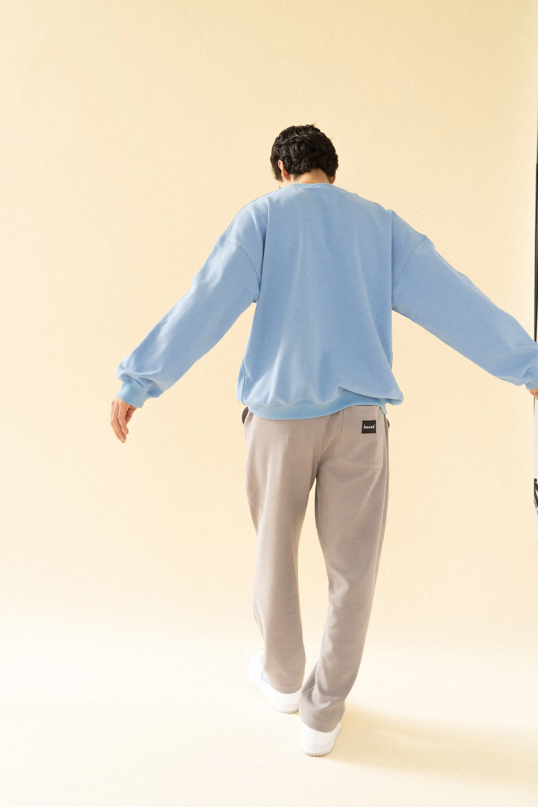 bound 'Textured Grey Cotton' Trousers