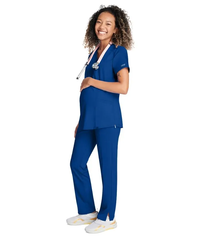 Cherokee Revolution Women's Maternity Side Zip Solid Scrub Top
