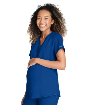Cherokee Revolution Women's Maternity Side Zip Solid Scrub Top
