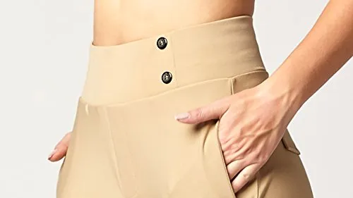 Conceited, Pantalón de vestir elastizado de primera calidad para mujer - Estrecho o corte de bota - Comodidad para todo el día en colores lisos y a rayas