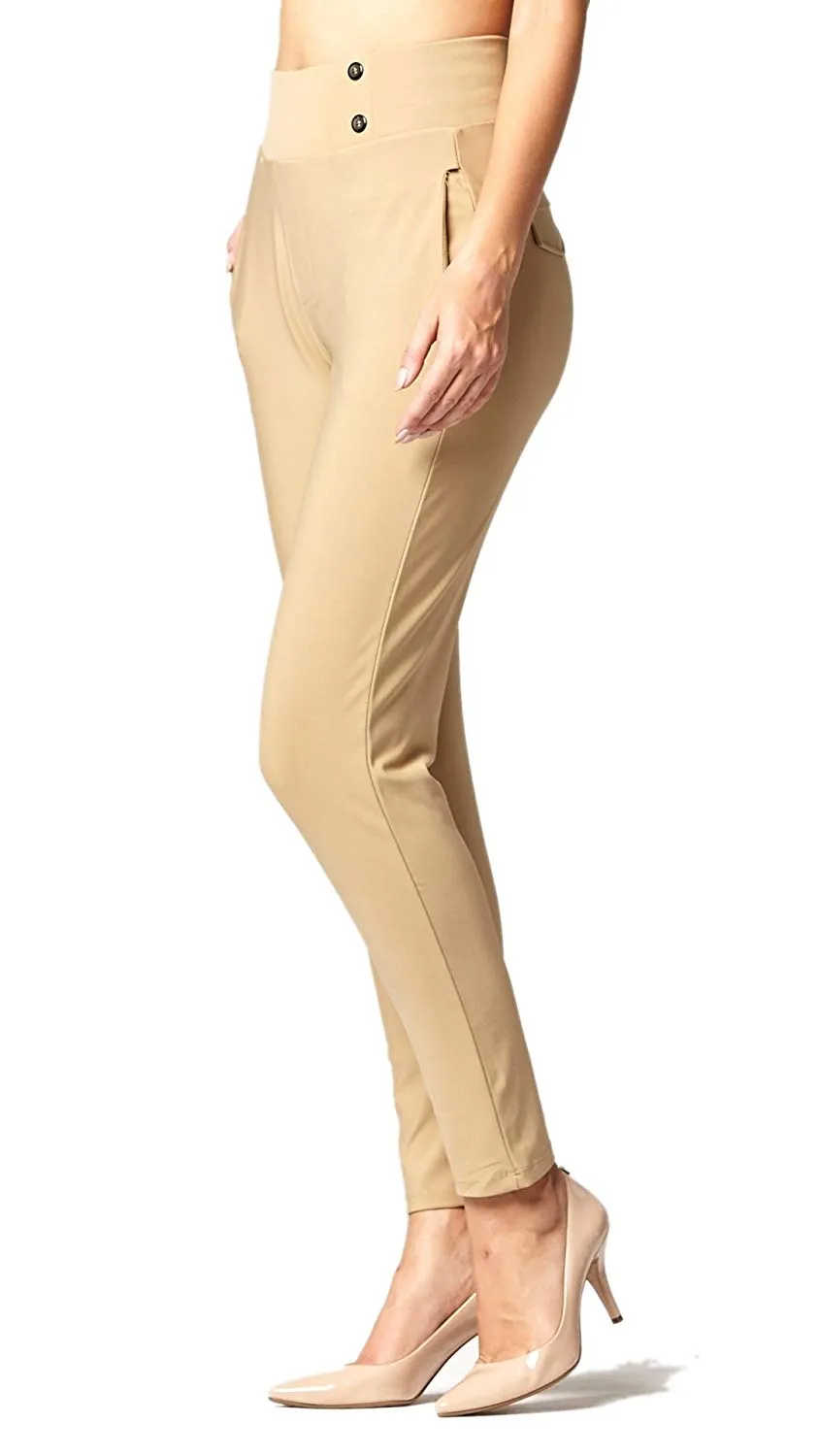 Conceited, Pantalón de vestir elastizado de primera calidad para mujer - Estrecho o corte de bota - Comodidad para todo el día en colores lisos y a rayas