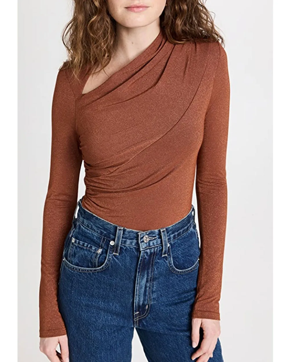 Copper Lurex Jersey Slash Top