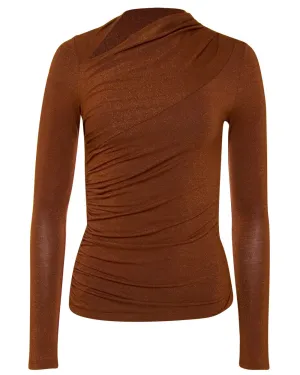 Copper Lurex Jersey Slash Top