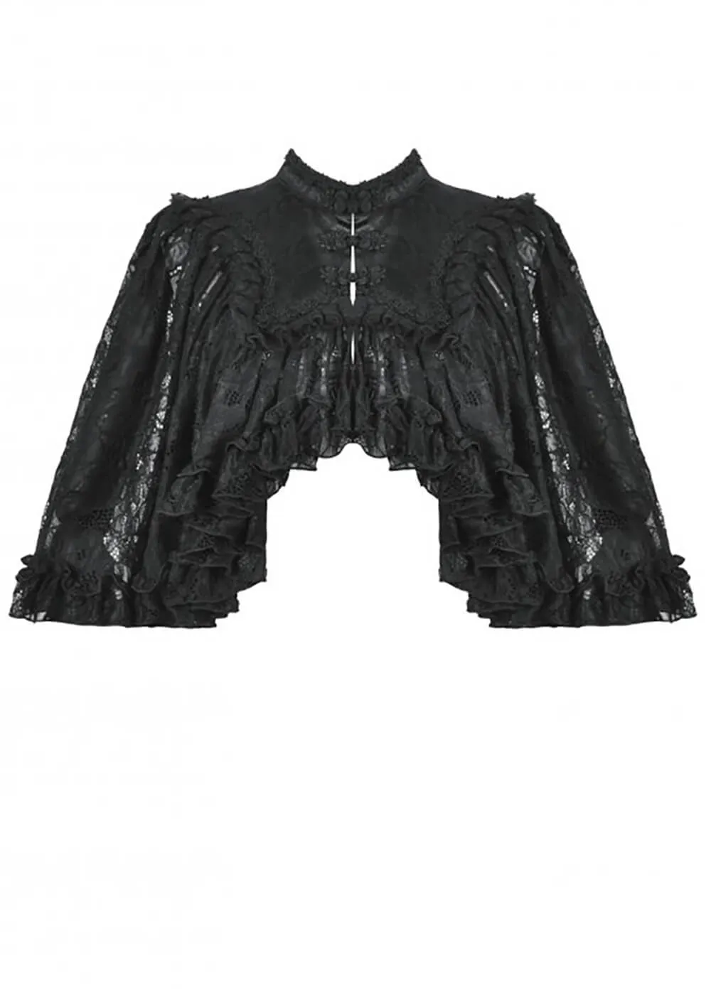 Dark In Love Vintage Lace Cape Zwart