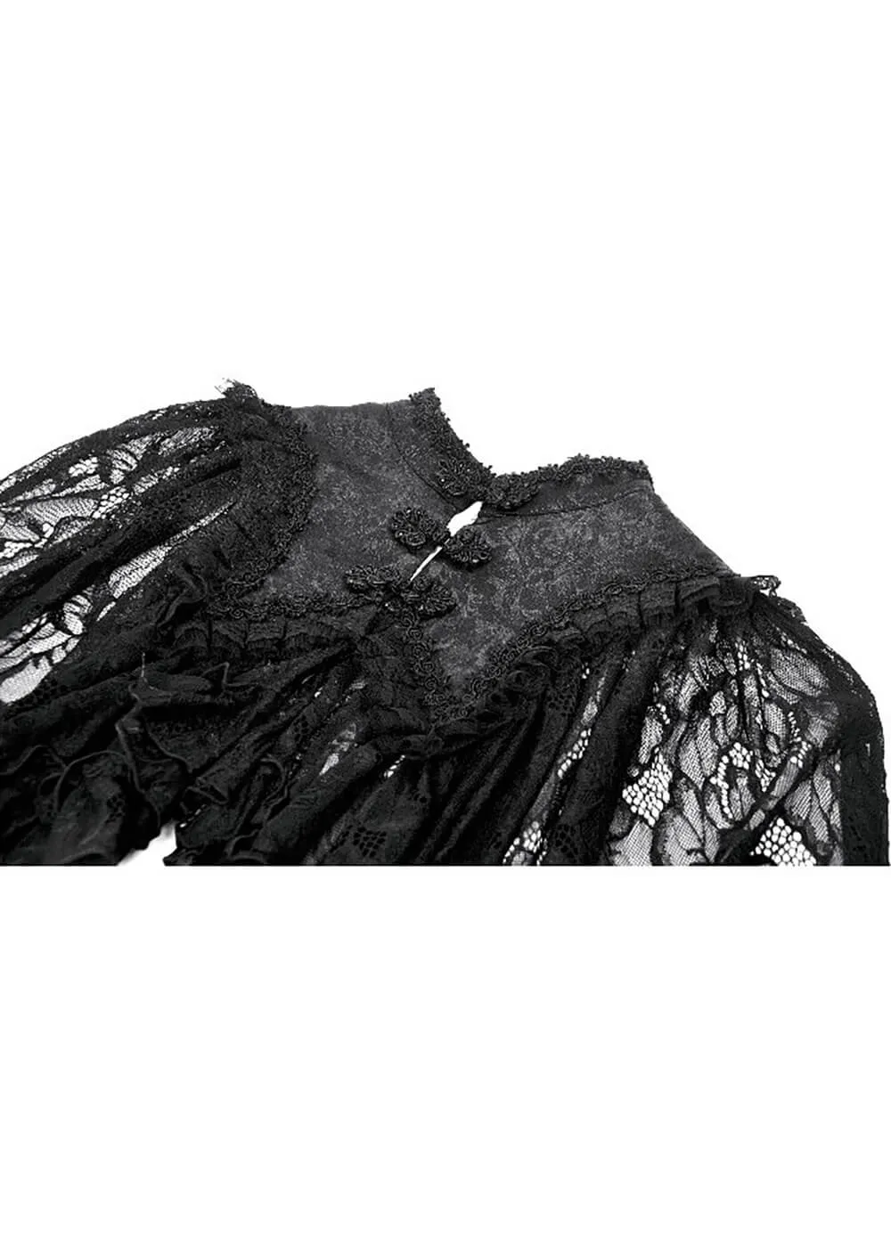 Dark In Love Vintage Lace Cape Zwart