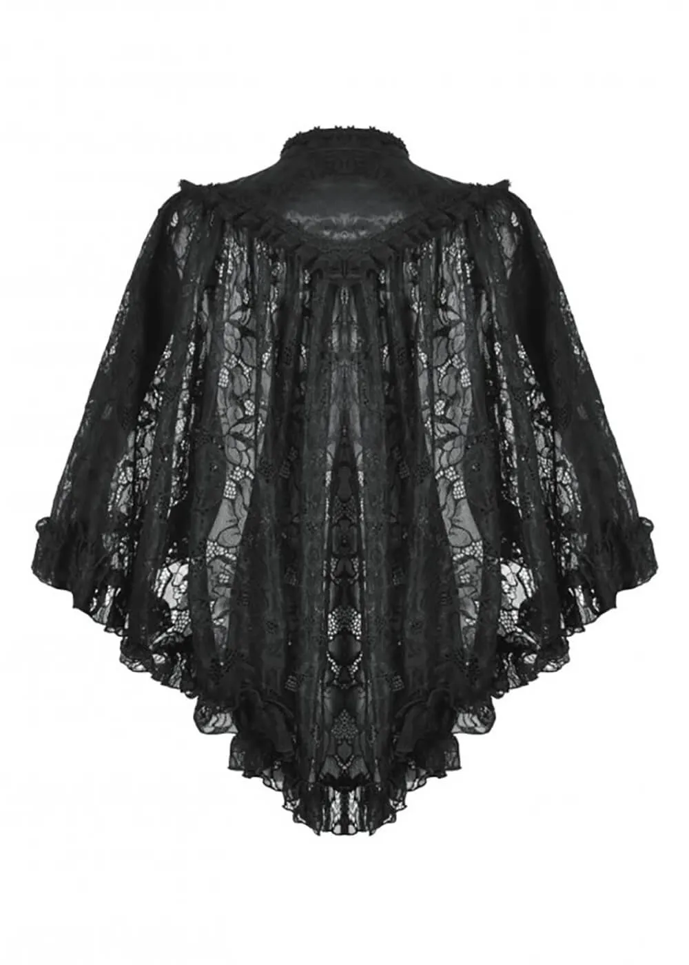 Dark In Love Vintage Lace Cape Zwart