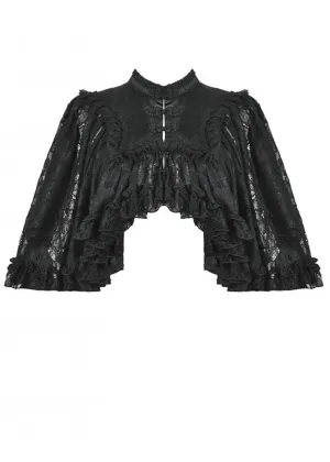 Dark In Love Vintage Lace Cape Zwart