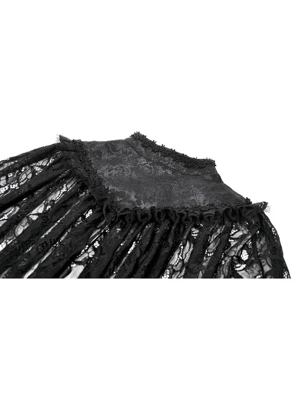 Dark In Love Vintage Lace Cape Zwart