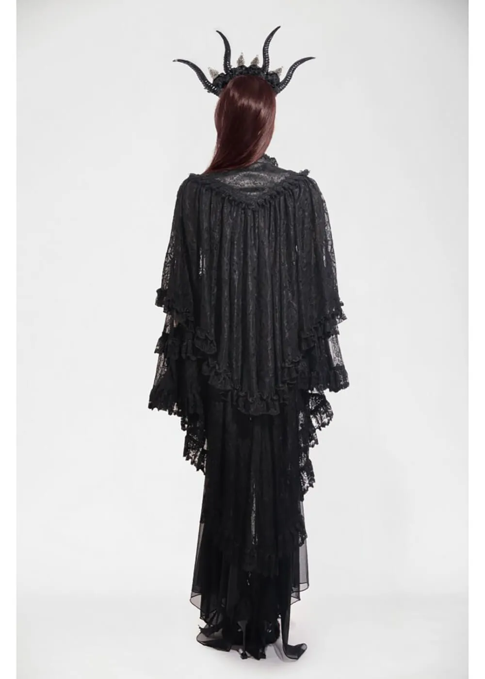 Dark In Love Vintage Lace Cape Zwart