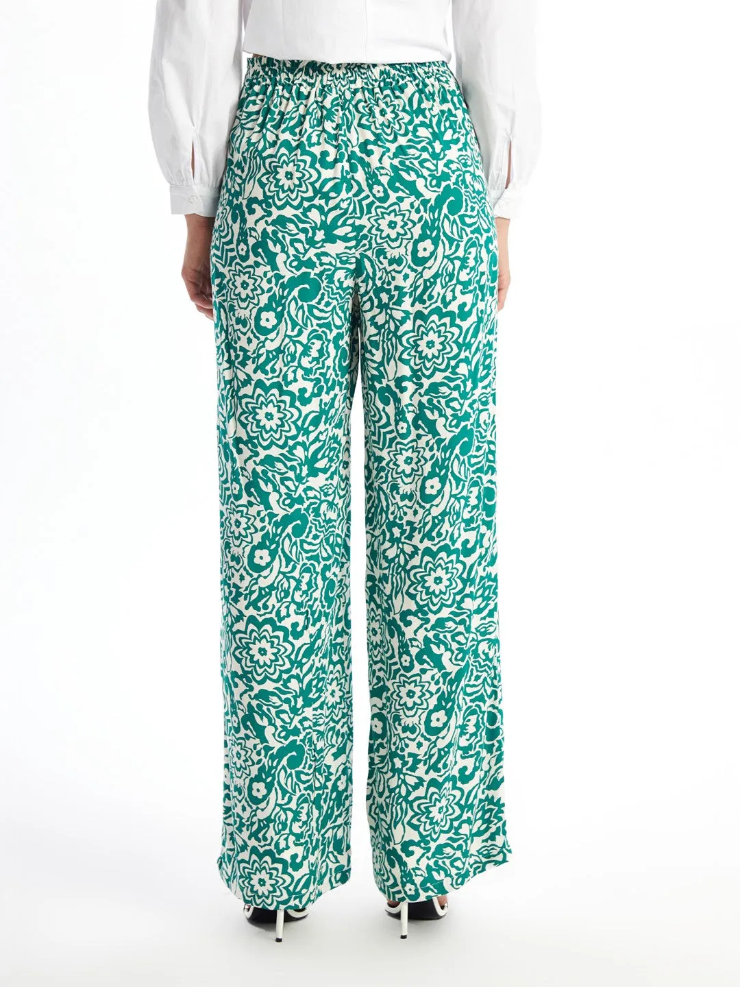 Elastic Waist Patterned Women's Trousers