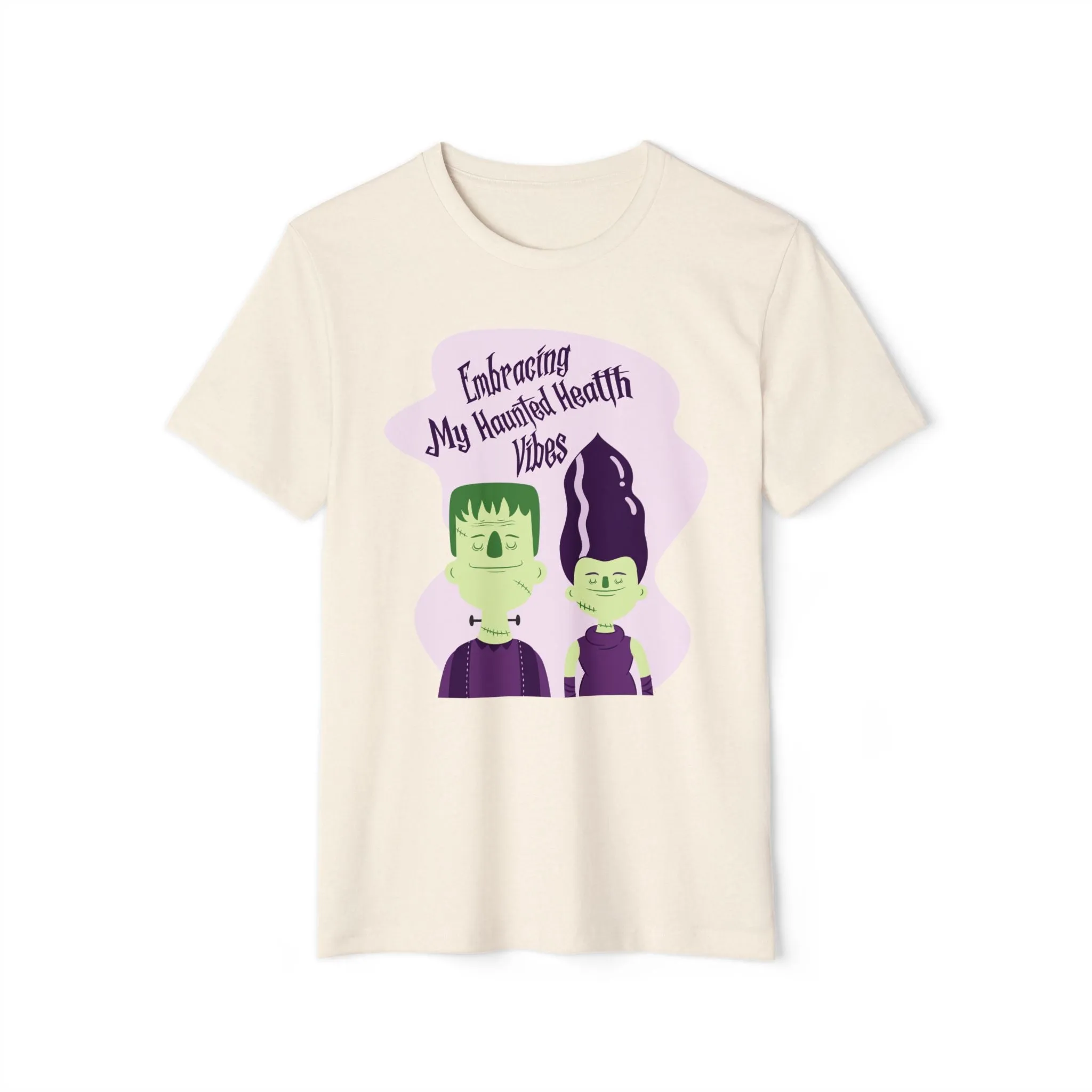 Embracing My Haunted Health Vibes, Unisex Organic Cotton T-shirt (Colorful), Printed