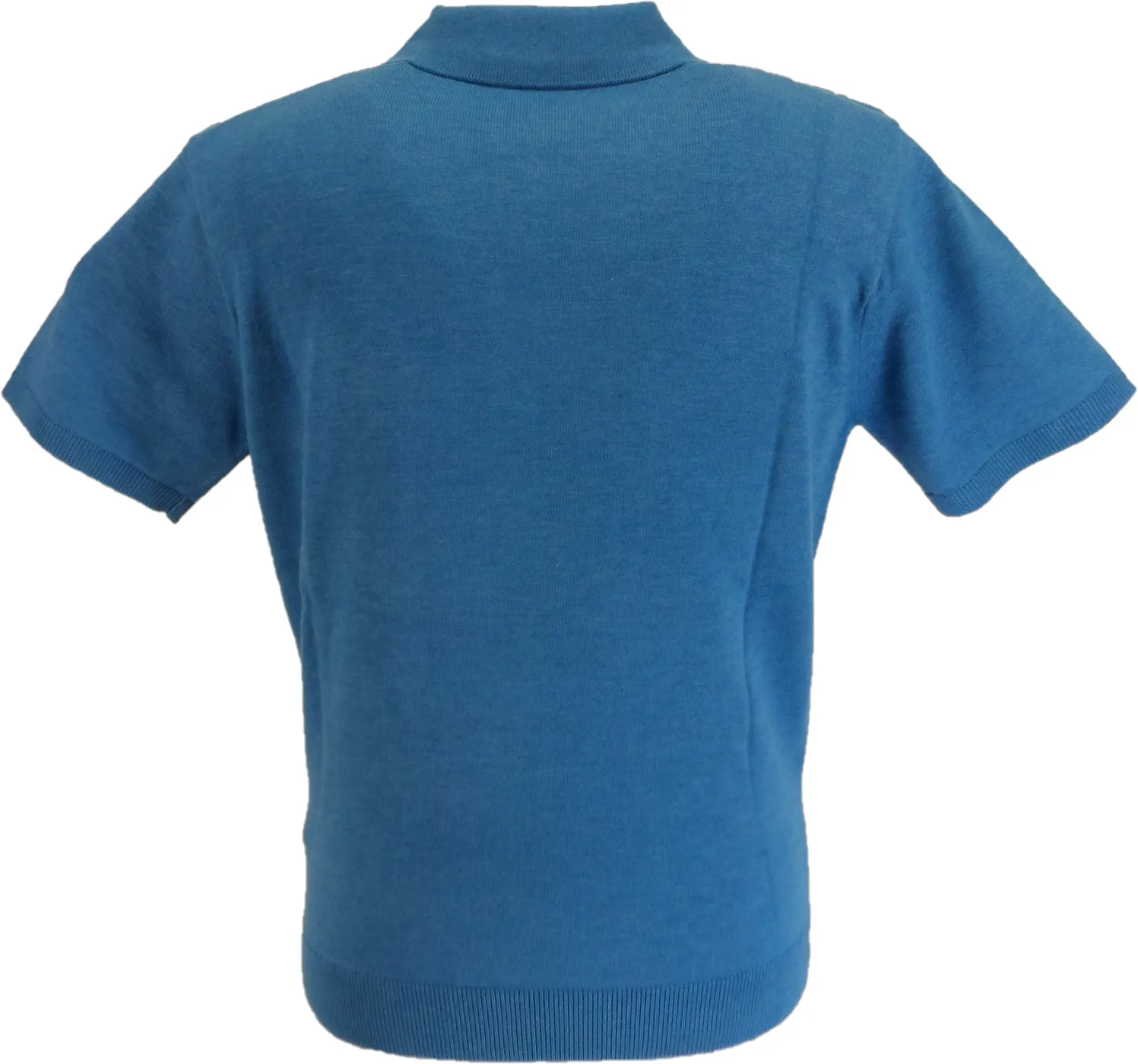 Gabicci Mens Aqua Blue Striped Knitted Polo Shirt