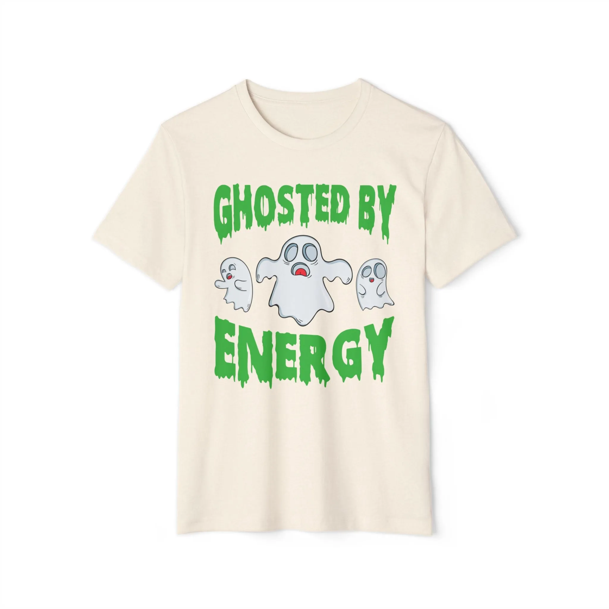 Ghosted by Energy with Spooky Ghosts, Unisex Organic Cotton T-shirt (Colorful), Printed