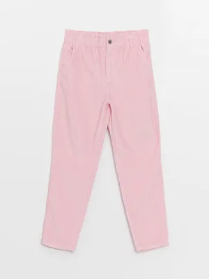 Girls Velvet Trousers With Elastic Waist