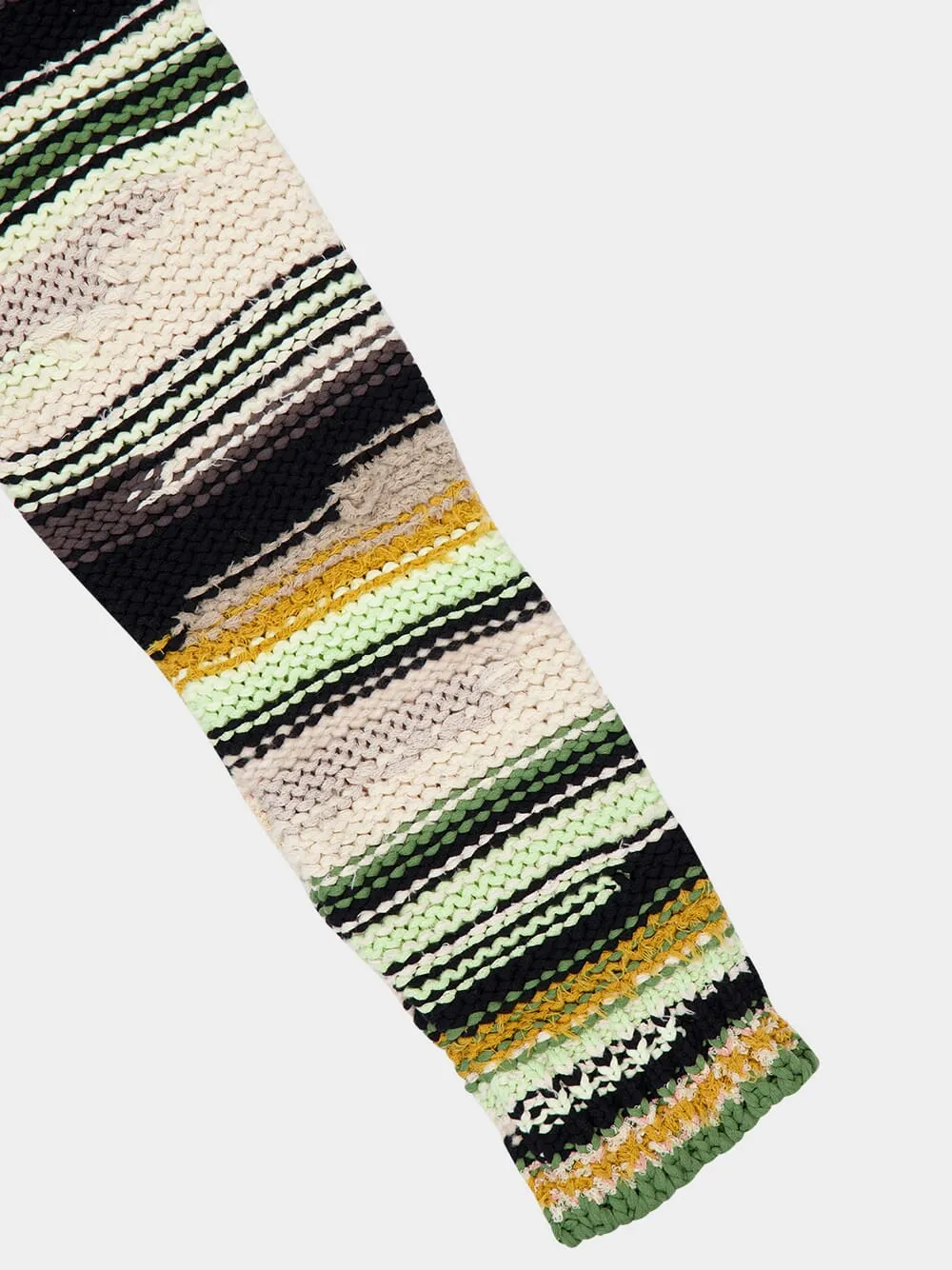 Green Premium Quality Striped Knit Cardigan