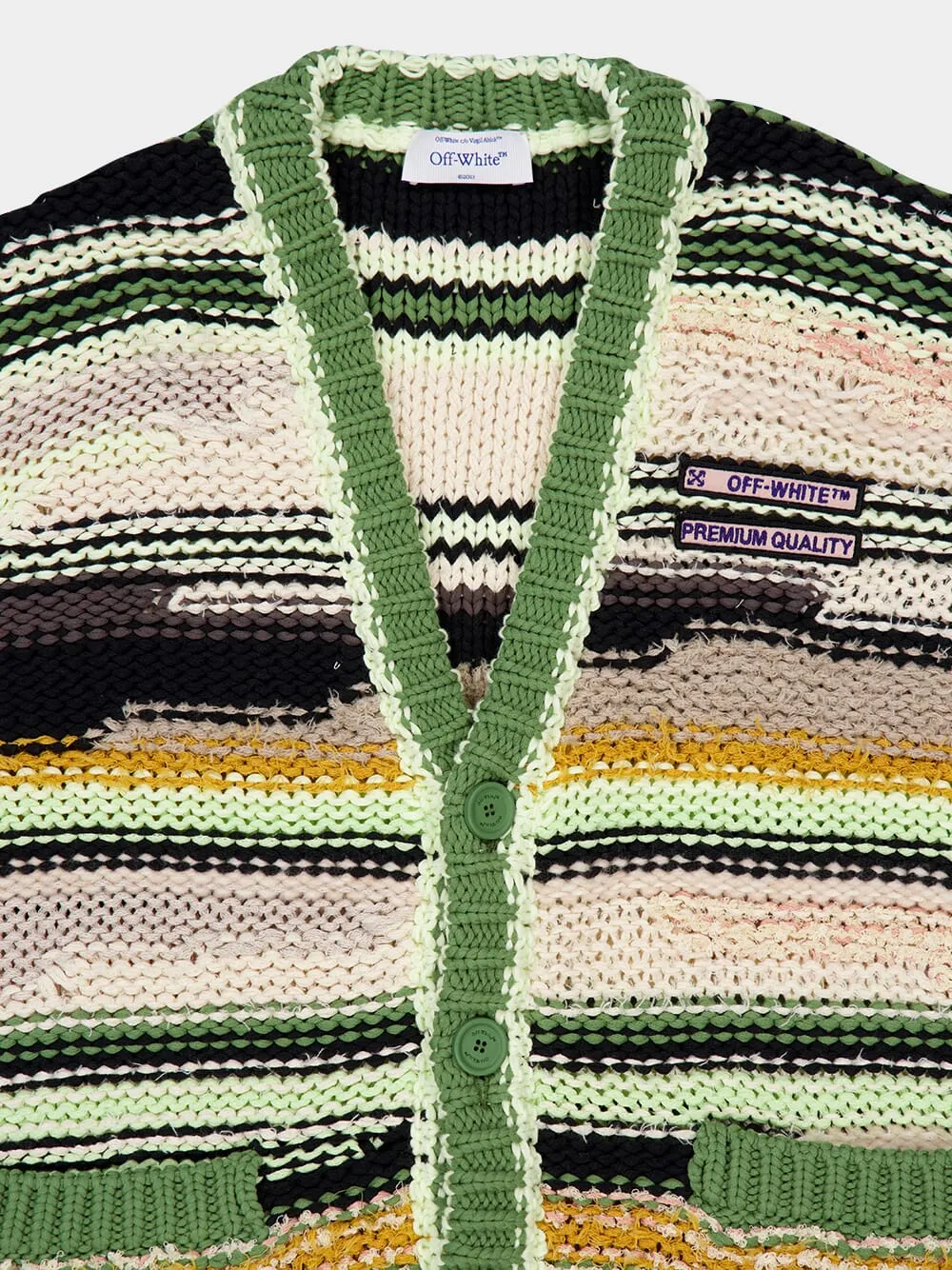 Green Premium Quality Striped Knit Cardigan