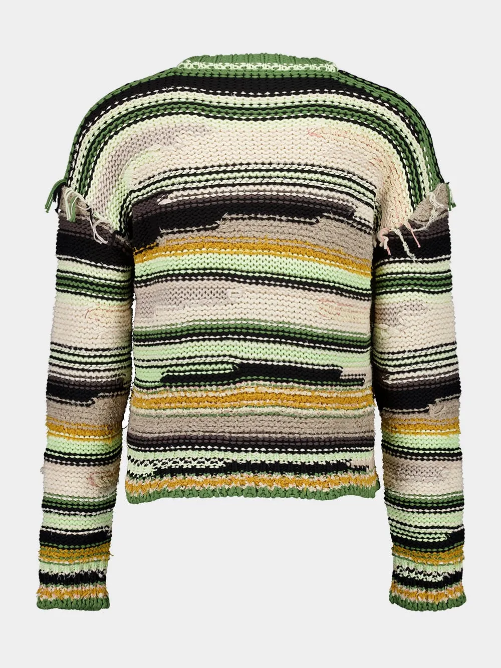 Green Premium Quality Striped Knit Cardigan