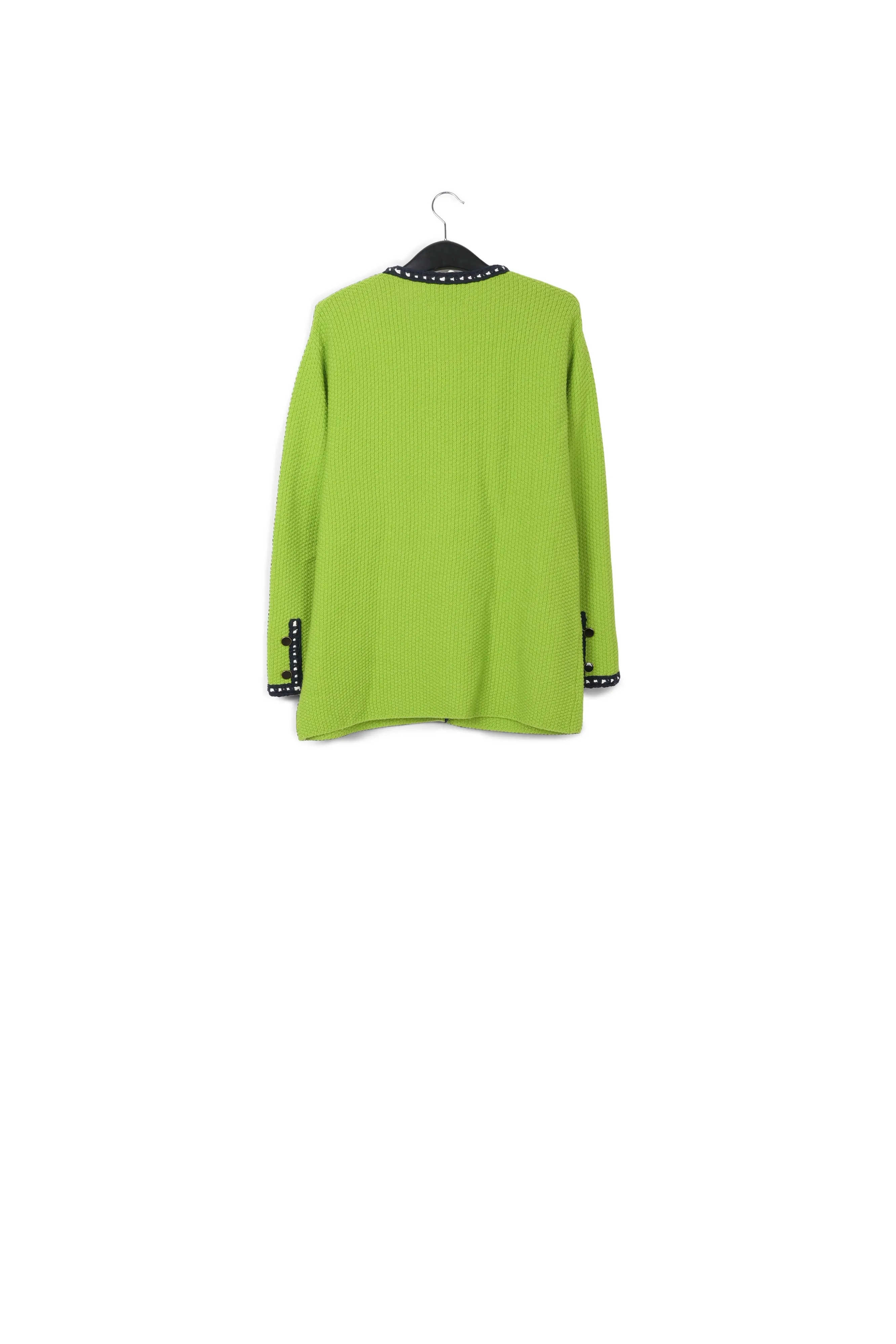 Green wool-cotton knit cardigan