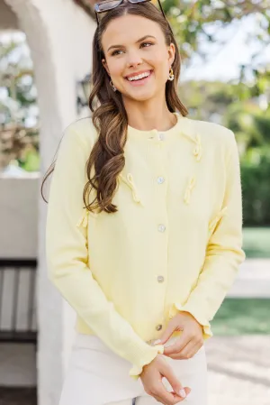 Just Ask Yellow Bow Detailed Cardigan