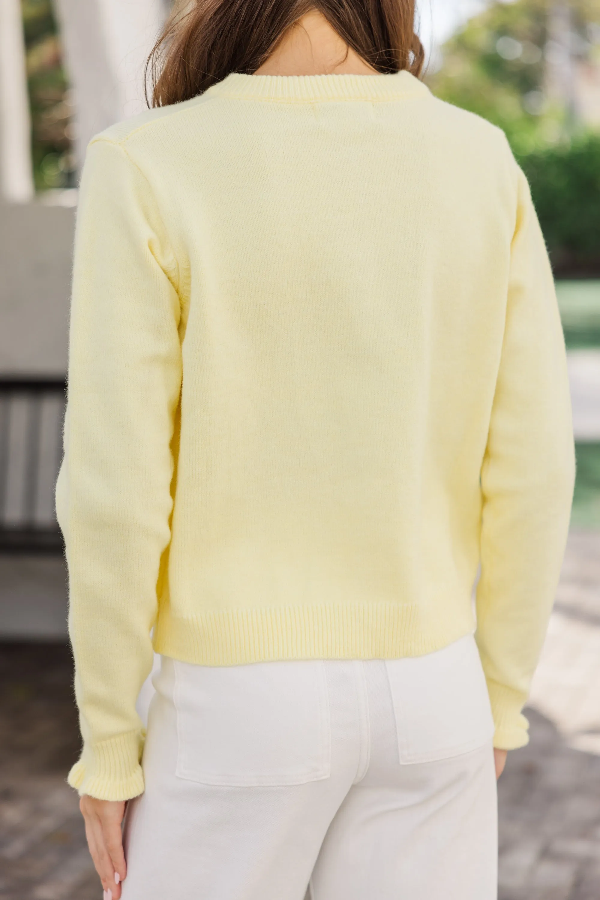Just Ask Yellow Bow Detailed Cardigan