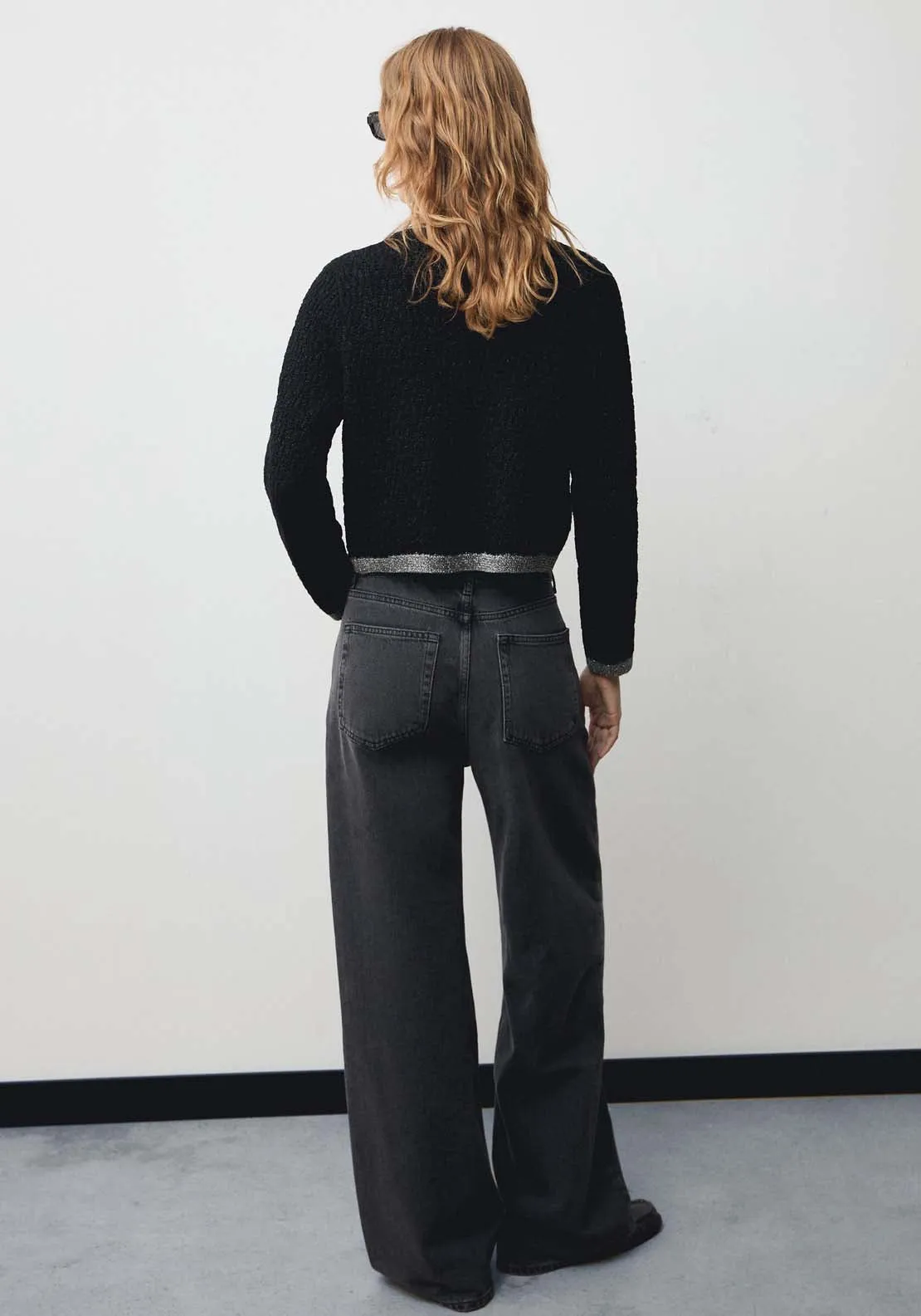 Knitted jacket with lurex detail - Black