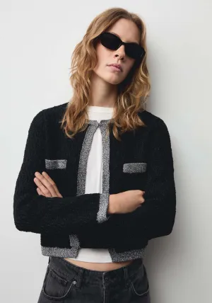 Knitted jacket with lurex detail - Black