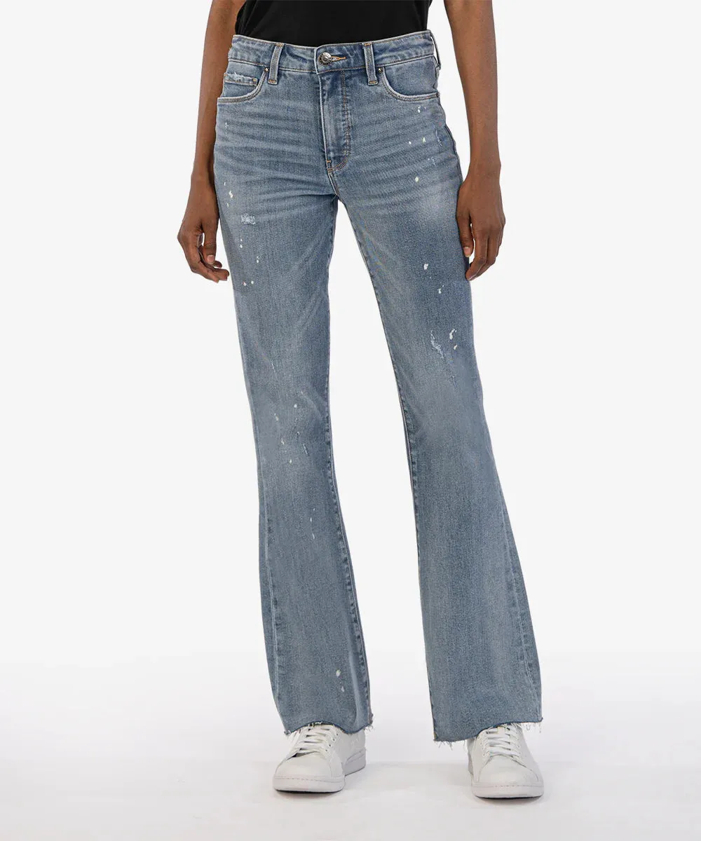 Kut from the Kloth Stella High Rise Fab Ab Flare Jeans in Navigate Wash