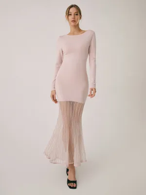 Lace Hem Mermaid Midi Sweater Dress