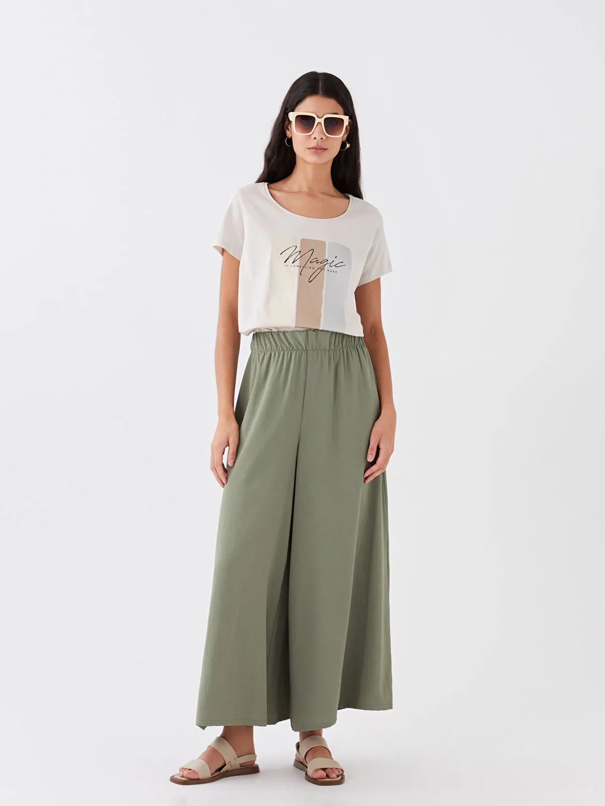 LCWAIKIKI Classic Women Elastic Waist Straight Trousers Skirt