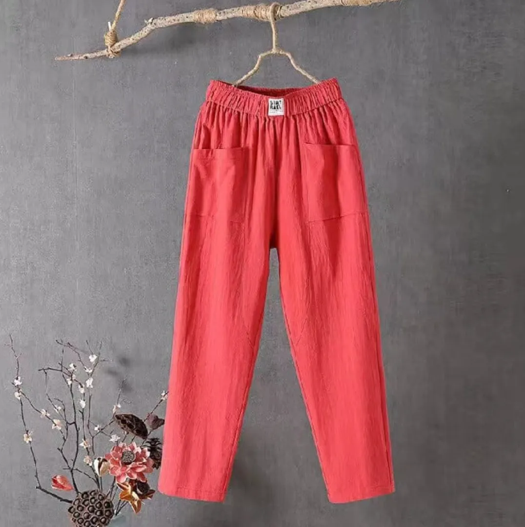 Leila® | Linen Trousers With Elastic Waist
