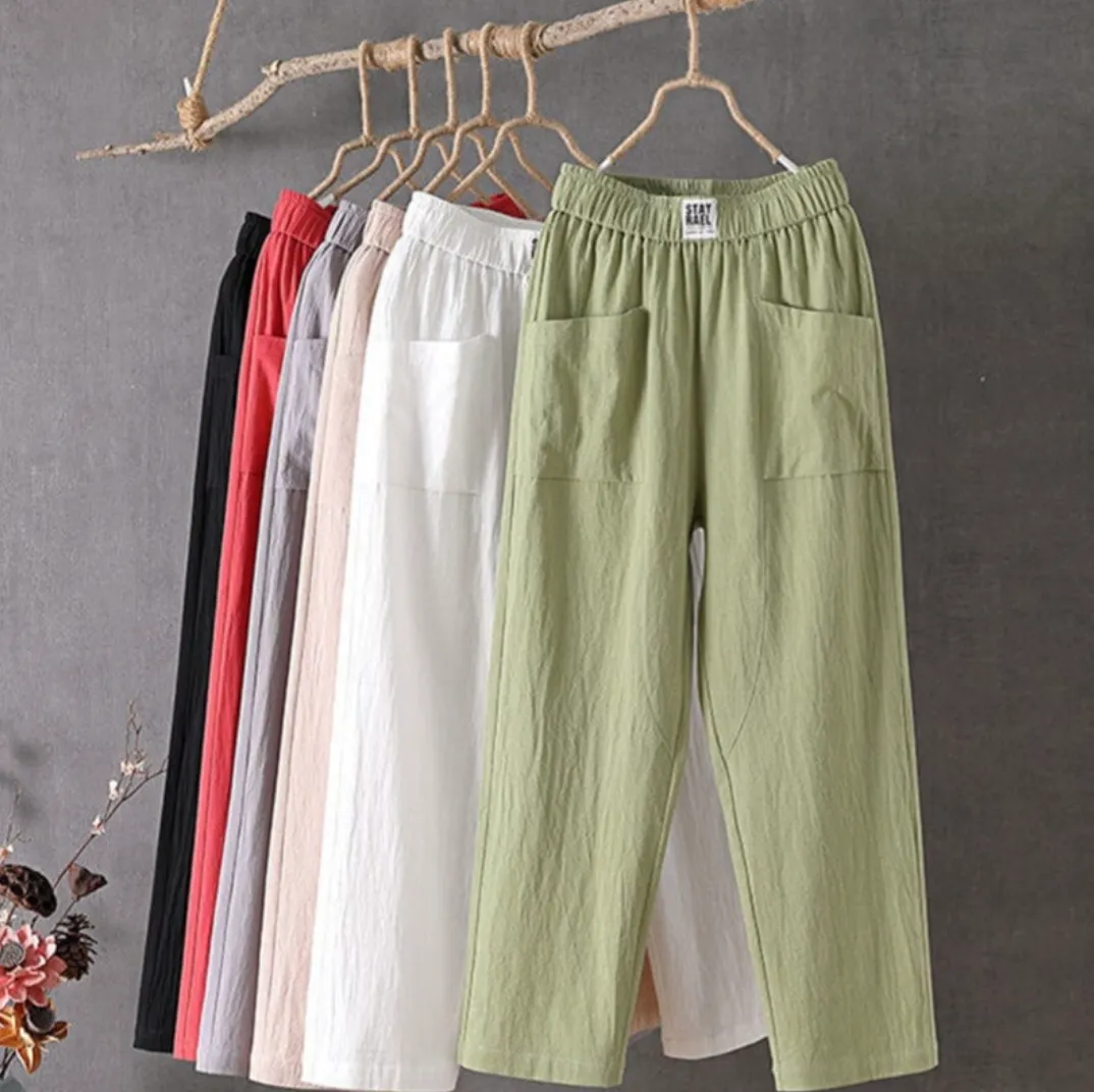 Leila® | Linen Trousers With Elastic Waist