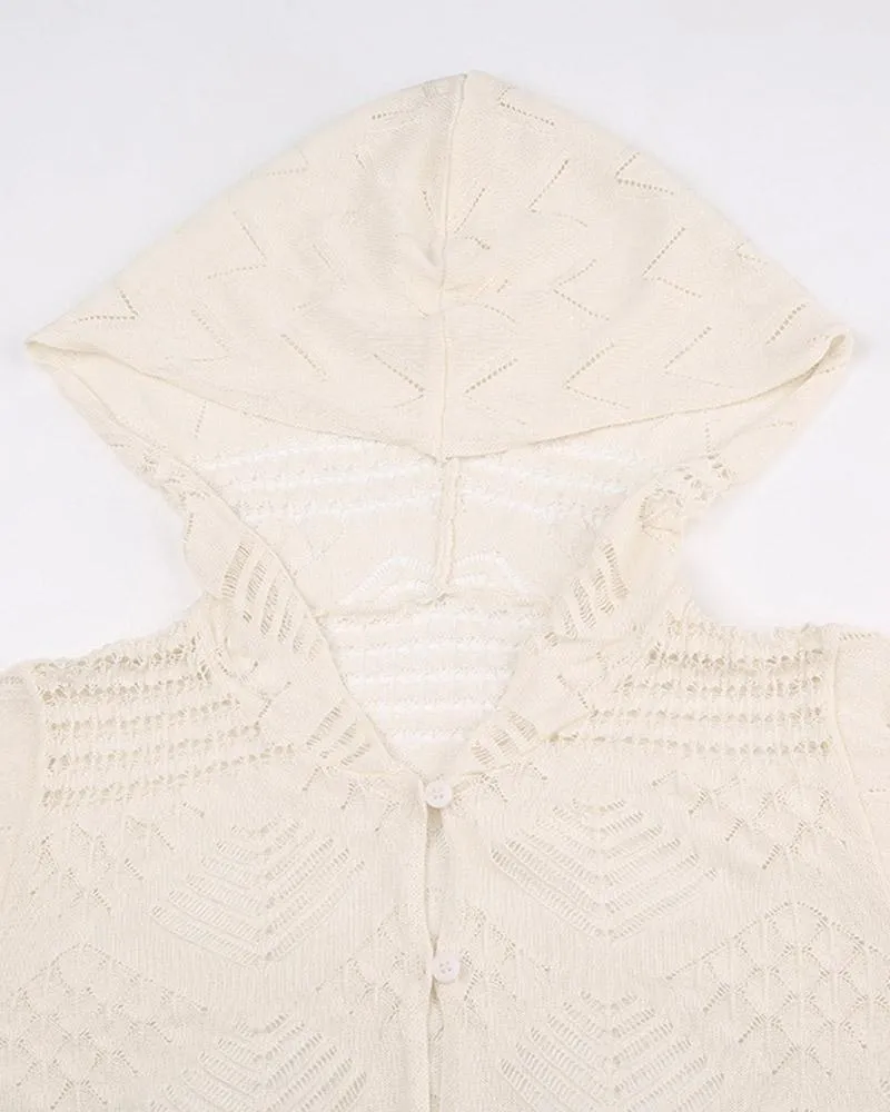 Messier Lace Cropped Hoodie Knit Top
