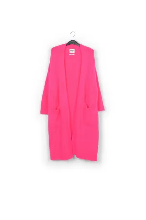 Neon pink midi-length mohair-blend cardigan