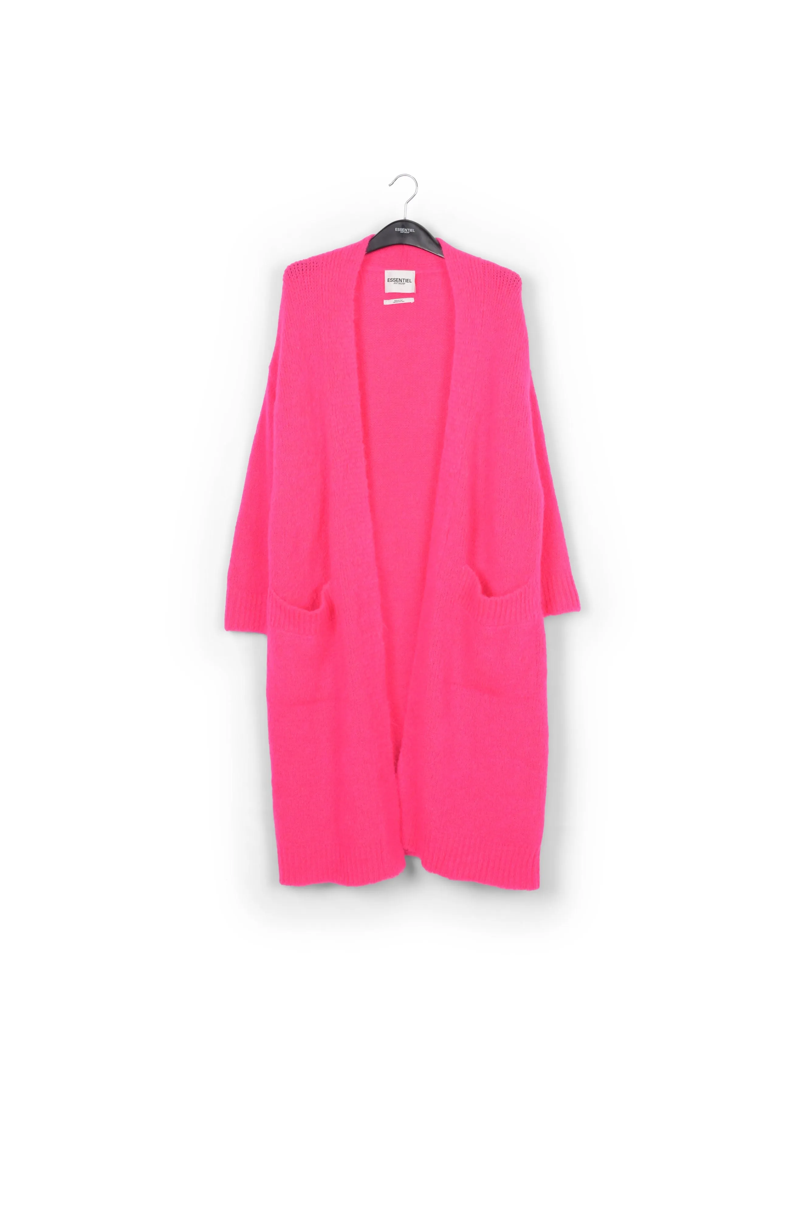 Neon pink midi-length mohair-blend cardigan
