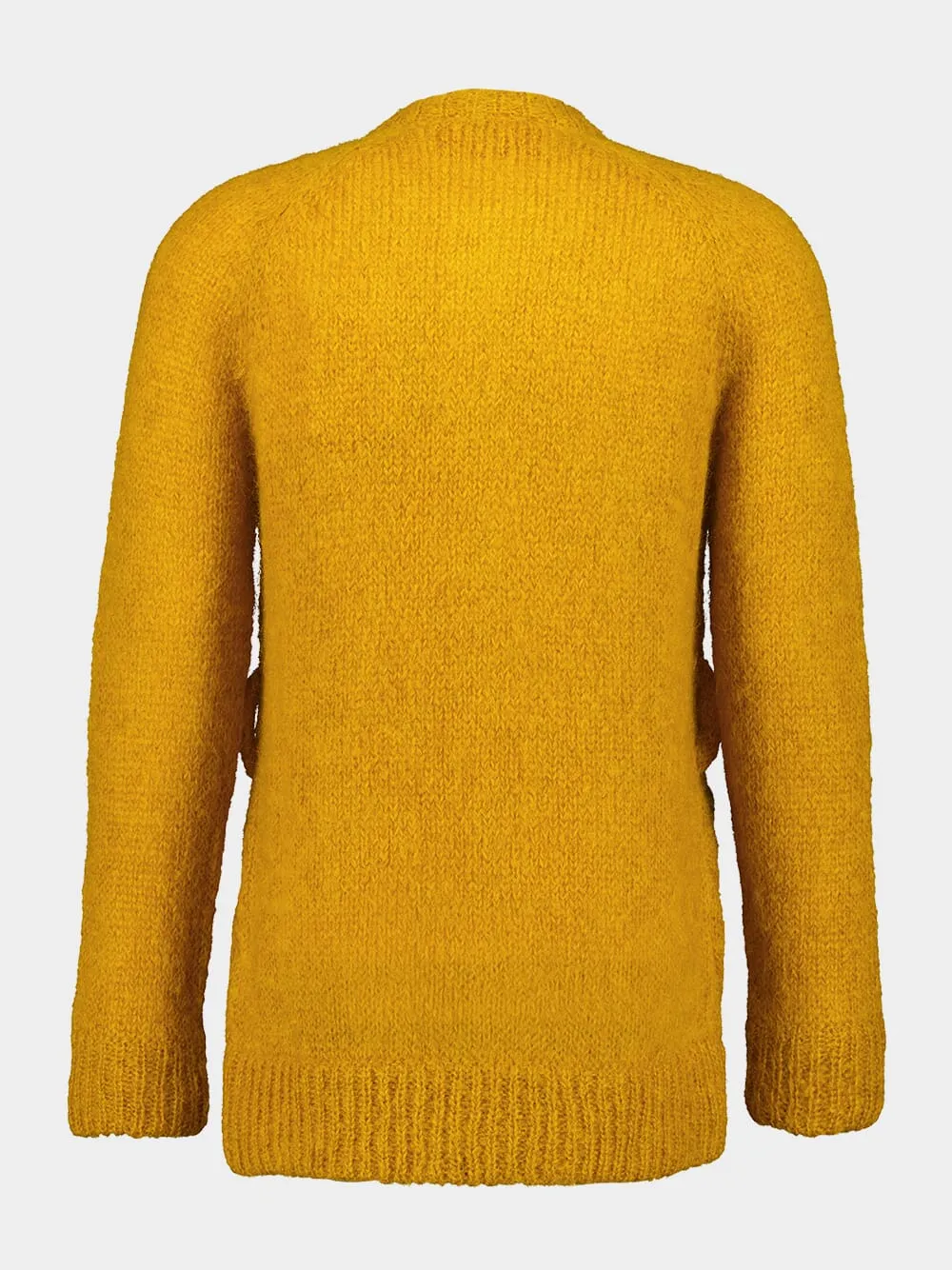 Ochre Yellow Mohair Wool Loose-Fit Cardigan