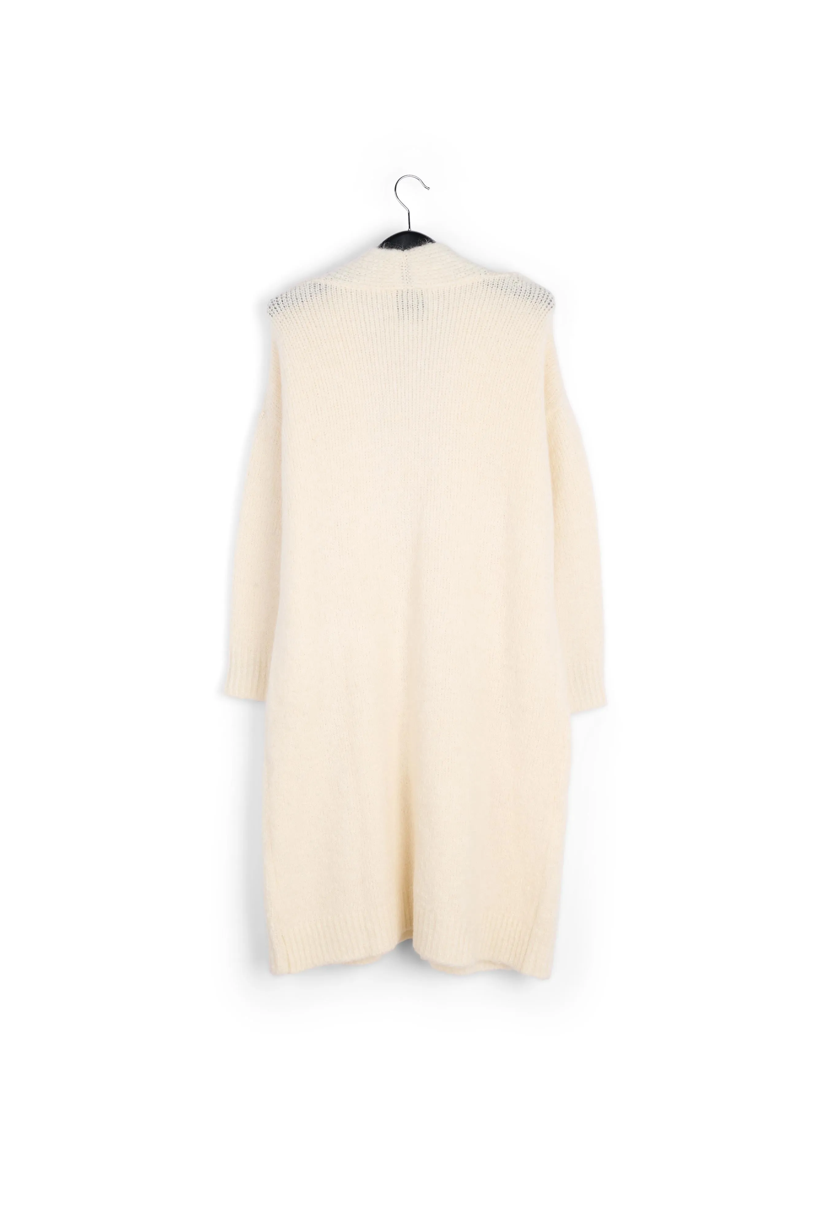 Off-white midi-length mohair-blend cardigan