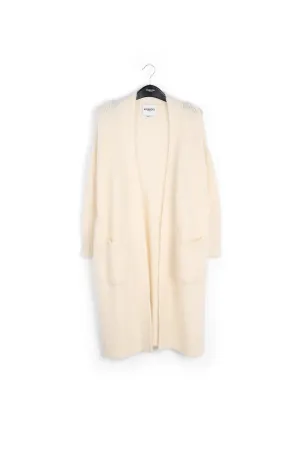 Off-white midi-length mohair-blend cardigan