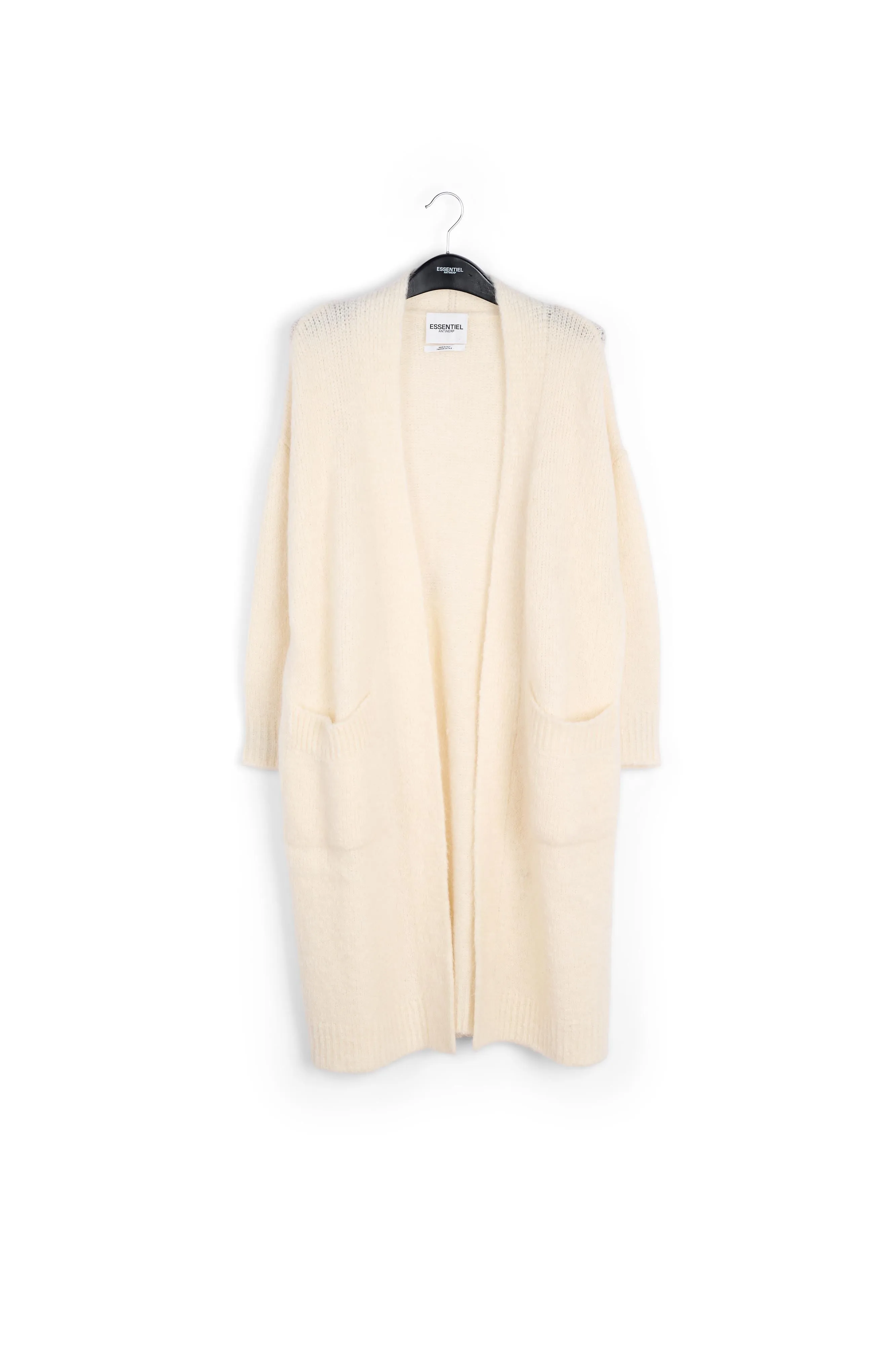 Off-white midi-length mohair-blend cardigan