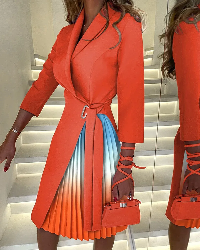 Popular trade 2025 women's clothing   autumn and winter V-neck fashion strap waist middle sleeve pleated dress
